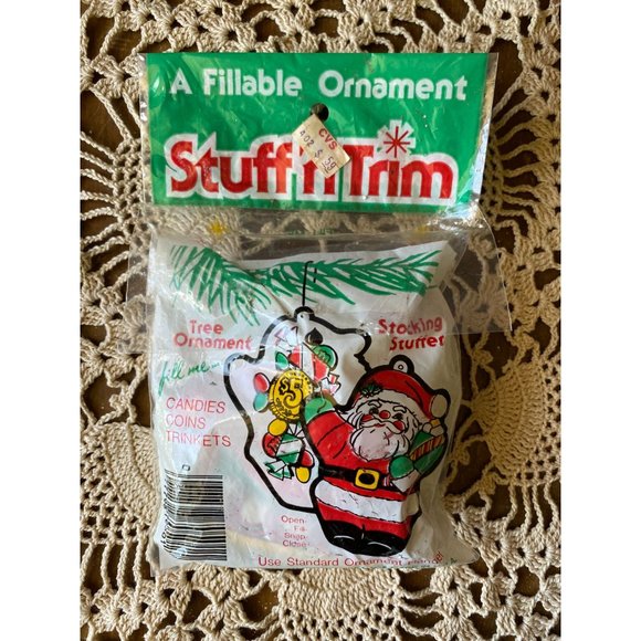 Vintage SANTA CHRISTMAS ORNAMENT - Stuff 'n' Trim Fillable Plastic Ornament NIP - Picture 2 of 3